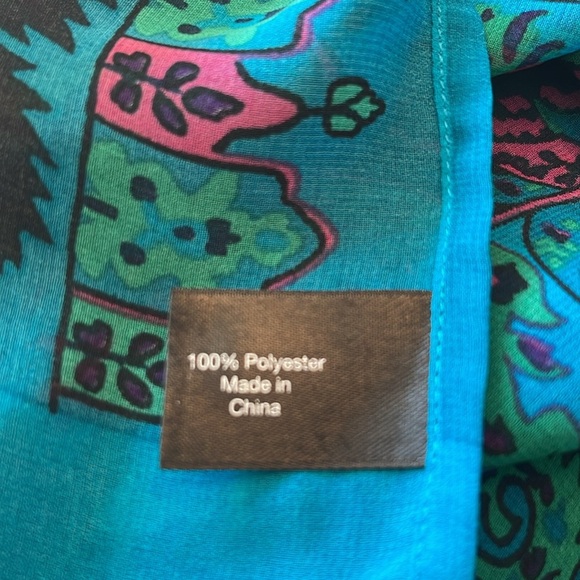 Lane Bryant - sheer scarf cover-up top - blue, pink, green & black - 26/28 - Picture 7 of 8